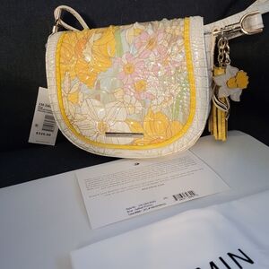 Brahmin Briar Daffodil Pimilico  Floral Embossed Leather Bag NWT